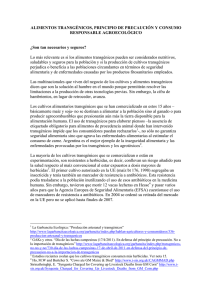 Alimentos transgénicos, principio de precaución y consumo