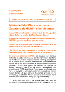 María del Mar Blanco acusa a Zapatero de dividir a las víctimas
