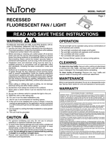 recessed fluorescent fan / light read and save