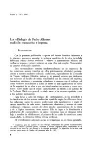 Los "Dialogi" de Pedro Alfonso: tradición manuscrita e impresa