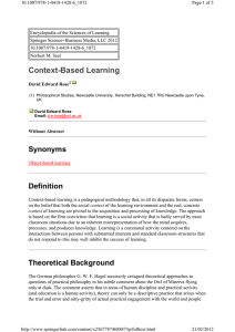 Context-Based Learning