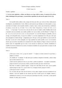 Examen de lengua castellana y literatura 4º ESO. Temas 5