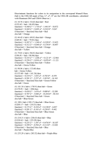Discriminant functions for colors to its assignation to the correspond