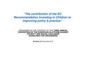 “The contribution of the EC Recommendation Investing in Children
