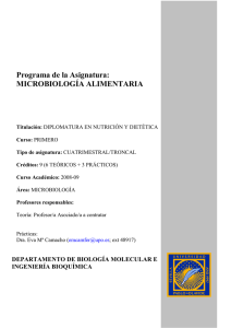 Programa de la Asignatura: MICROBIOLOGÍA ALIMENTARIA