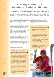 El trabajo infantil en ocupaciones y sectores peligrosos