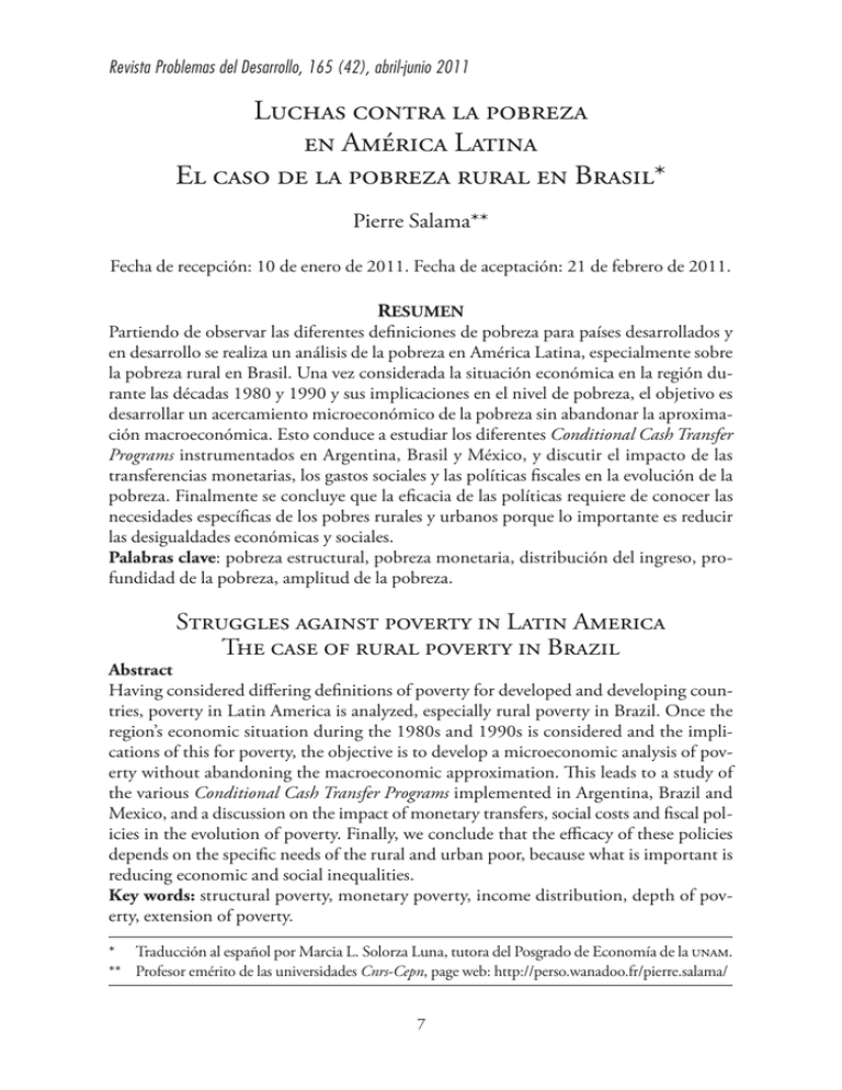 Luchas contra la pobreza en América Latina El caso