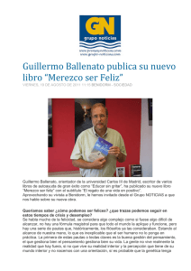 Guillermo Ballenato publica su nuevo libro “Merezco ser Feliz”