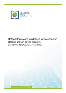 Methodologies and guidelines for selection of storage sites in saline