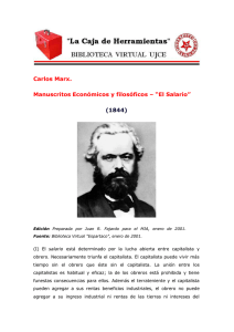Carlos Marx. Manuscritos Económicos y filosóficos – “El Salario