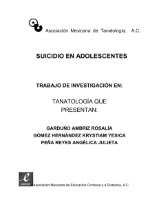 27. Suicidio en adolescentes - Asociación Mexicana de Tanatología