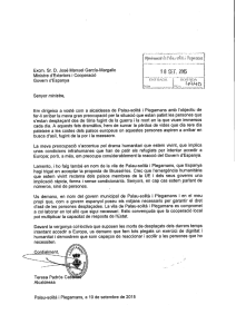 Carta íntegra adreçada al ministre d`Exteriors. - Palau