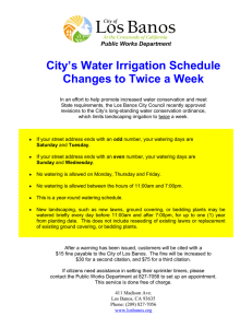 City`s Water Irrigation Schedule Changes to Twice a Week