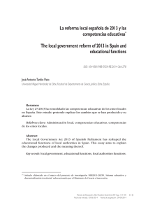 La reforma local española de 2013 y las competencias educativas