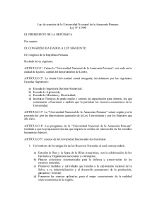Ley de creacion de la UNAP - Universidad Nacional de la Amazonía