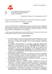 Consta de tres páginas AL: Sr. Alcalde de Guadalix de la Sierra C/C