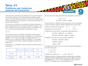Tema 24 Problemas que involucran sistemas de ecuaciones