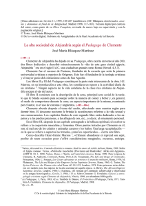 La alta sociedad de Alejandría según l "Pedagogo" de Clemente