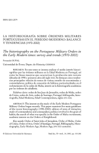 La historiografía sobre órdenes militares portuguesas en el período