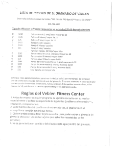 lista de precios de el gimnasio de veblen