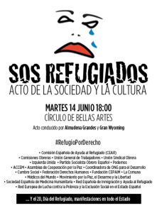 Cartel del acto de la sociedad y la cultura SOS refugiados