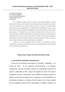 Historia del Movimiento Obrero y la Sindicalización 1850