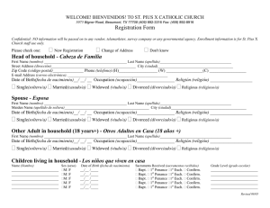Registration Form Head of household