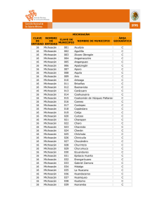 MICHOACÁN CLAVE DE ENTIDAD NOMBRE DE ENTIDAD CLAVE