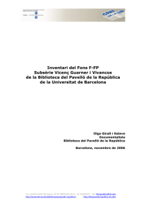 Inventari del Fons F-FP Subsèrie Vicenç Guarner i Vivancos de la