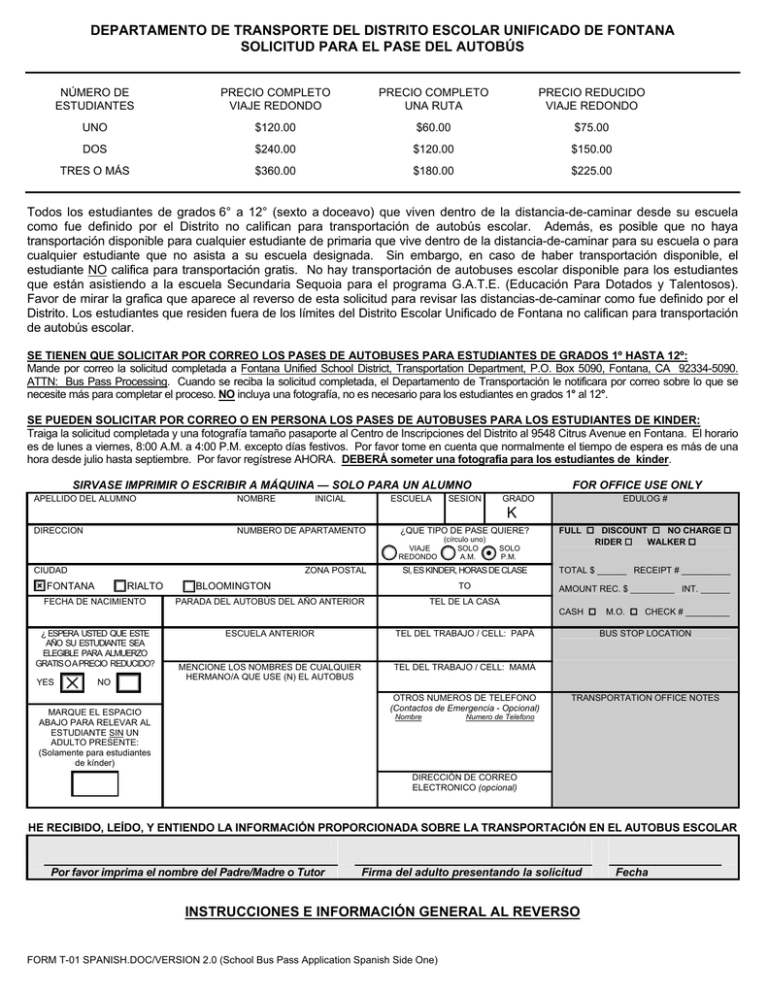 DEPARTAMENTO DE TRANSPORTE DEL DISTRITO ESCOLAR