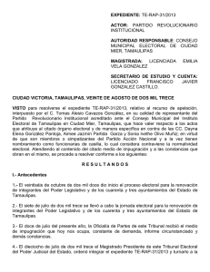 expediente: te-rap-31/2013 actor: partido revolucionario institucional