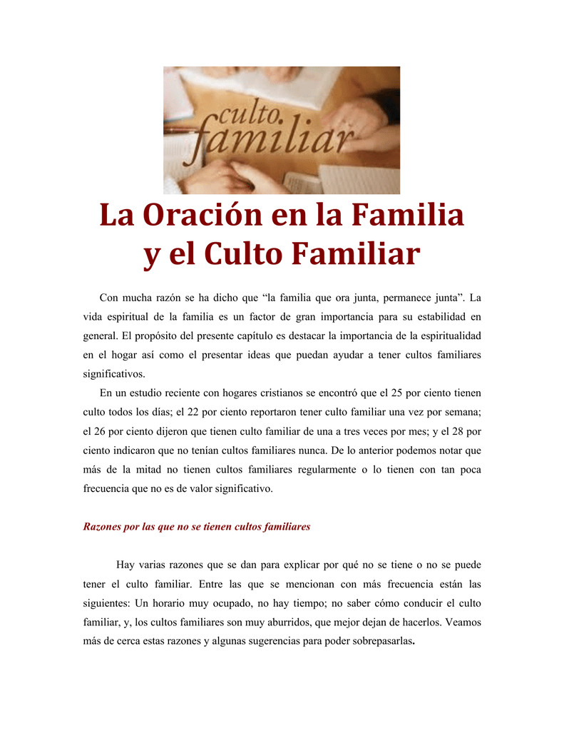 La Oración en la Familia y el Culto Familiar