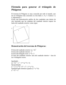 Fórmula para generar el triángulo de Pitágoras