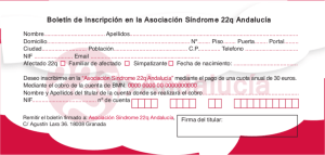Bclatin da Inscripción sn la Asociación Sindrcma 22q Andalucia