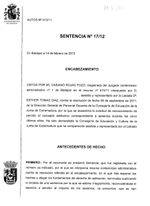 Sentencia 17/2012, JCA N1 Badajoz