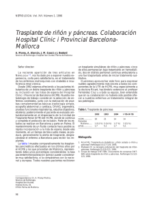 trasplante de riñón y páncreas. colaboración h. clinic i provincial