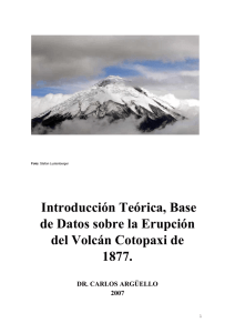 Introducción Teórica, Base de Datos sobre la Erupción del Volcán