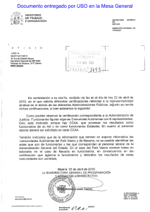 Documento entregado por USO en la Mesa General