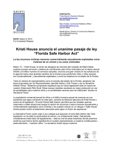 Kristi House anuncia el unanime pasaje de ley “Florida Safe Harbor