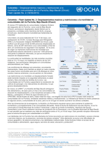Colombia – Desplazamientos masivos y restricciones a la movilidad
