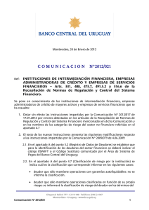 Comunicación 2012/021 - Banco Central del Uruguay