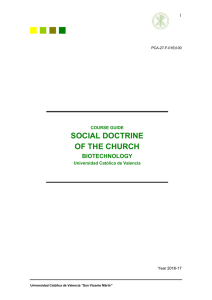 social doctrine of the church - Universidad Católica de Valencia