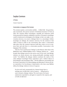 Surplus Common - Commonalities: Theorizing the Common in