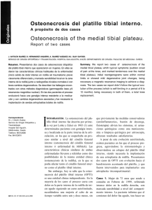 Osteonecrosis del platillo tibial interno. Osteonecrosis of