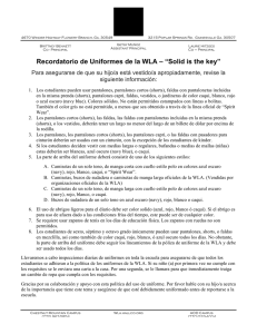 Recordatorio de Uniformes de la WLA – “Solid is the key”