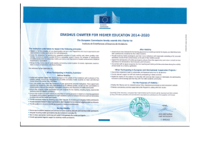 ERASMUS CHARTER FDR HIGHER EDUCATION 2014-2020