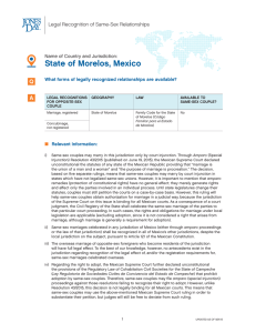 State of Morelos - Legal Recognition of Same