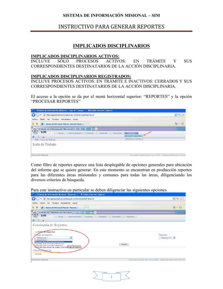 INSTRUCTIVO PARA GENERAR REPORTES