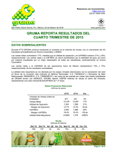 gruma reporta resultados del cuarto trimestre de 2015