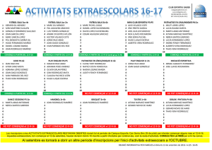 Extraescolars Can Serra 16-17 que comencen 12-9-16